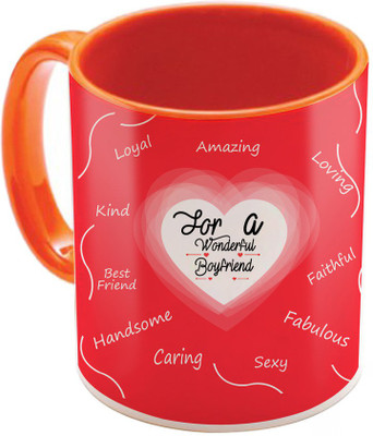

SKY TRENDS Valentine Gift for Girlfriend Love Printed I Love U Forever Perfect for Her Him Wife Fiance Anniversary And Birthday STGD237 Ceramic Mug(325 ml), Orange