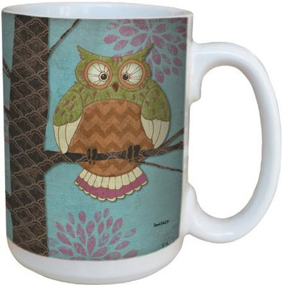

Tree-Free Greetings Greetings lm43429 Whimsical Owl on Blue by Paul Brent Ceramic with Full-Sized Handle, 15-Ounce Ceramic Mug(60 ml), Multicolor
