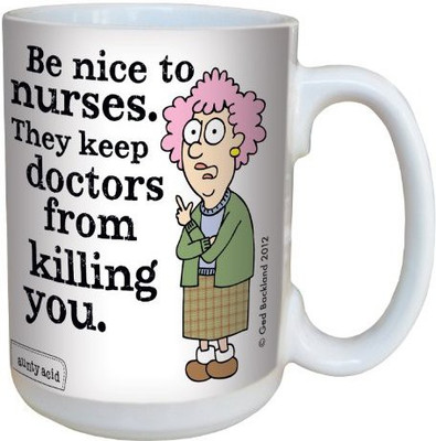 

Tree-Free Greetings Greetings lm43868 Hilarious Aunty Acid Nice to Nurses by The Backland Studio Ceramic, 15-Ounce Ceramic Mug(60 ml), Multicolor