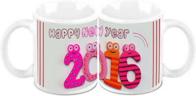 

Homesogood Have A Delightful New Year (Set Of 2) Ceramic Mug(325 ml, Pack of 2)