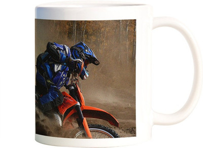 

Rangeele Inkers Dirt Bike Riding Ceramic Mug(300 ml), Multicolor