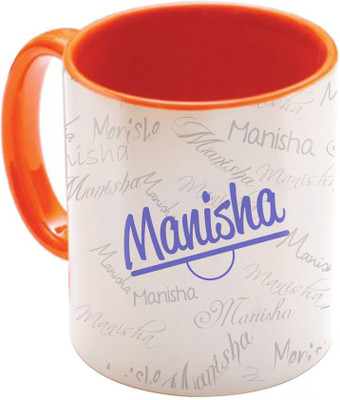 

SKY TRENDS Manisha Birthday Gift Orange Coffee 350 ML Ceramic Mug(350 ml), Multicolor