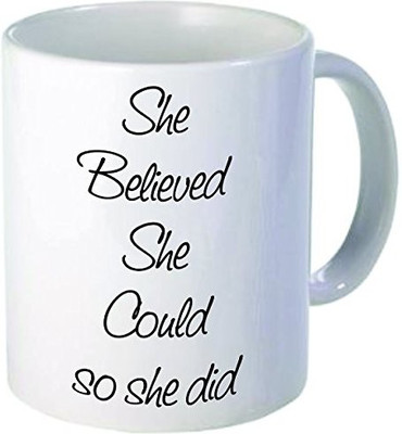 

Rikki Knight Knight She Believed She Could So She Did-Funny Quotes Design 11 oz Ceramic Coffee Cups, White Ceramic Mug(60 ml), Multicolor