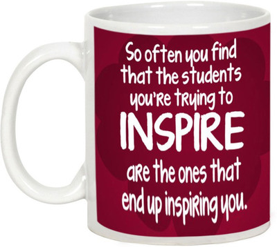 

AllUPrints Teacher Inspire Us Ceramic Mug(325 ml), White