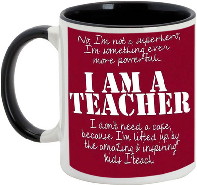 

AllUPrints I Am A Teacher Ceramic Mug(325 ml), Black