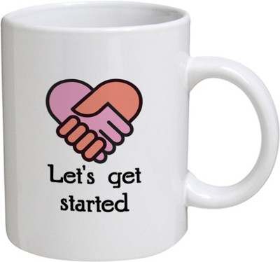 

My Bestow Let's Get Started - MyBestow White Plain Coffee Ceramic Ceramic Mug(320 ml), Multicolor