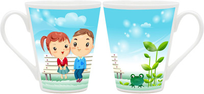 

Homesogood Sitting Closely With My Valentine (Set Of 2) Ceramic Mug(355 ml, Pack of 2)