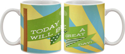 

Artifa Today Will Be A Great Day Porcelain, Ceramic Mug(350 ml), Multicolor