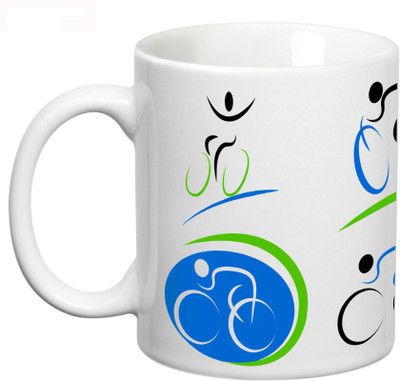 

Prithish The Cycle Lover Ceramic Mug(330 ml), Multicolor