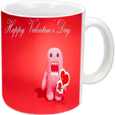 

Raj Laxmi valentine heart spongy white Ceramic Mug(387 ml)