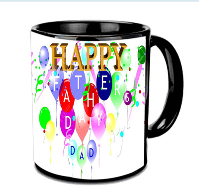 

Raj Laxmi Happy Fathers Day With Balloons Design Multicolor Ceramic Mug(3.5 ml), Black