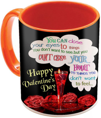 

SKY TRENDS Valentine Gift for Girlfriend Love Printed I Love U Forever Perfect for Her Him Wife Fiance Anniversary And Birthday STGD072 Ceramic Mug(325 ml), Orange