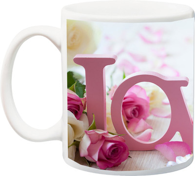 

ME&YOU Valentines Gift ; Boyfriend/Girlfriend;Beautiful Stylish Pink Love Font Ceramic Mug(325 ml), Multicolor