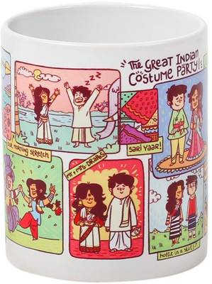 

Chumbak Costume Party Ceramic Mug(300 ml), Multicolor