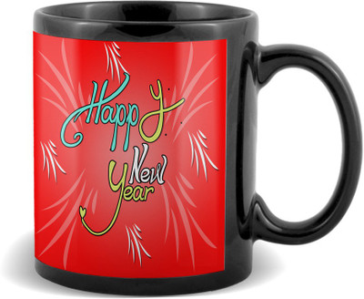 

SKY TRENDS happy new year gift multiple colourful red wishes for bayfriend girlfriend friend brother sister Ceramic Mug(320 ml), Black