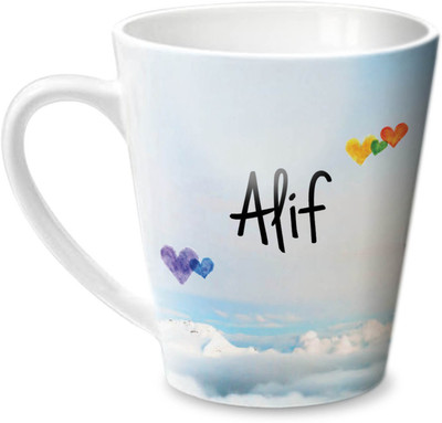 

Hot Muggs Simply Love You Alif Conical Ceramic Mug(350 ml)