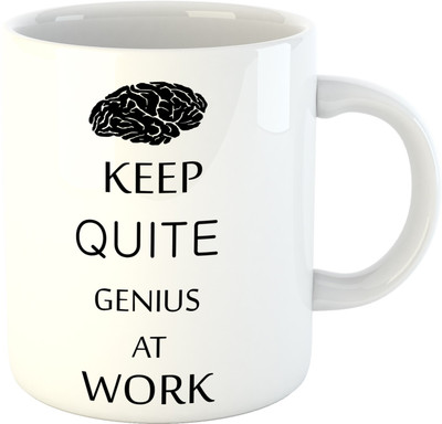 

Deeher Gifts Keep Quit & Genius At Work design 3 Ceramic Mug(330 ml), Multicolor