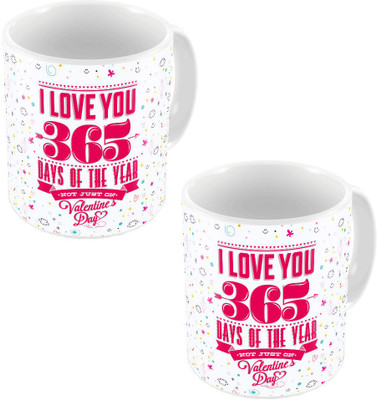 

Kaarigar Little India White Color Romantic Printed Coffees Pair 626 Ceramic Mug(300 ml, Pack of 2)