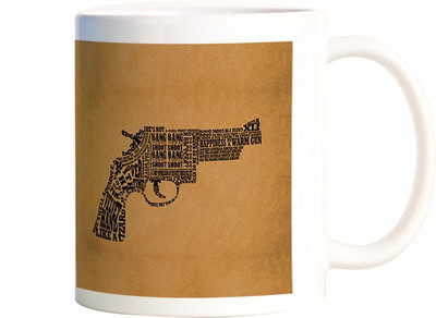 

Rangeele Inkers Gun Typography Ceramic Mug(300 ml), Multicolor