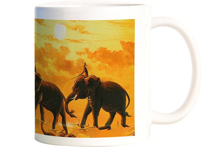 

Rangeele Inkers Elephant paintings Ceramic Mug(300 ml), Multicolor