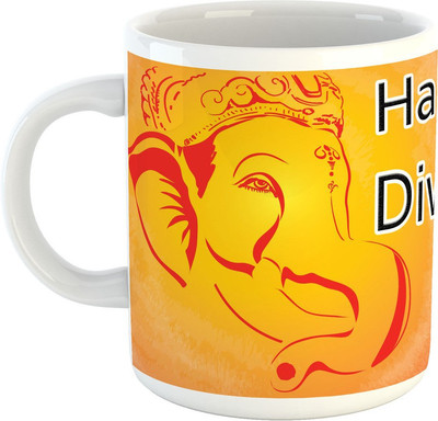 

Deeher Gifts Happy Diwali Design43 Ceramic Mug(330 ml), Multicolor