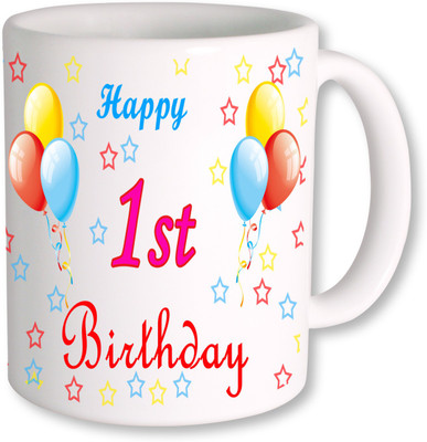 

PhotogiftsIndia 1st Happy Birthday Coffee Ceramic Mug(350 ml), Multicolor