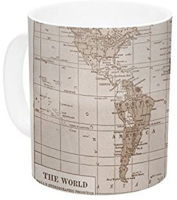 

Kess InHouse InHouse Catherine Holcombe Emerald World Vintage Map Ceramic Coffee, 11 oz, Multicolor Ceramic Mug(60 ml)