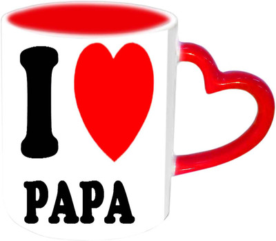 

Raj Laxmi I Love Papa Red Heart Handle Ceramic Mug(350 ml)