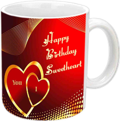 

Jiya Creation1 Lovely Design Happy Birthday White Ceramic Ceramic Mug(350 ml), Multicolor