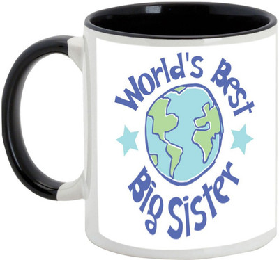 

AllUPrints Gift For Bahiya Dooj/ Brother/ Sister - The World's Best Big Sister Black Ceramic Mug(325 ml)