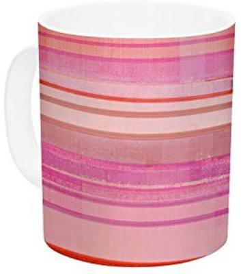 

Kess InHouse InHouse CarolLynn Tice Strawberry Shortcake Pink Stripes Ceramic Coffee, 11 oz, Multicolor Ceramic Mug(60 ml)