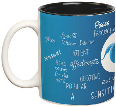 

Prithish Pisces Double Color Ceramic Mug(330 ml), Multicolor