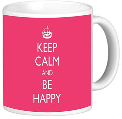 

Rikki Knight LLC Knight Photo Quality Ceramic Coffee, 11 oz, Keep Calm Be Happy, Tropical Pink Color Ceramic Mug(60 ml)