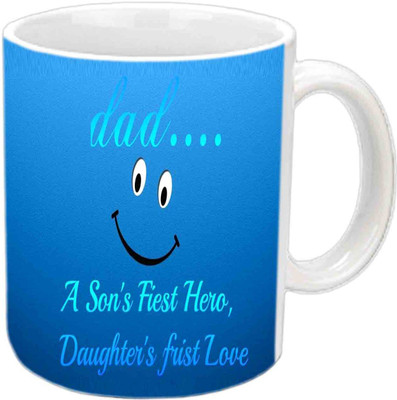 

Raj Laxmi Nice Lines About dad With Smiley White Ceramic Mug(350 ml)