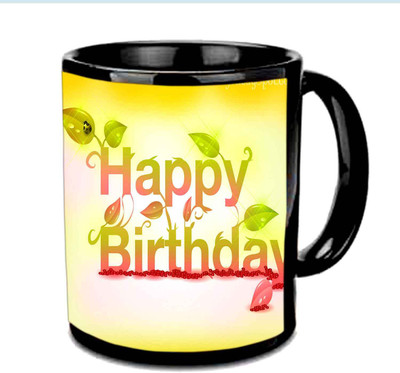 

Raj Laxmi shining leaf black Ceramic Mug(350 ml)