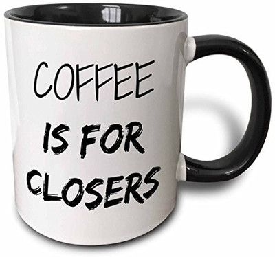

3dRose mug_218481_4 Coffee is for Closers Two Tone Black, 11 oz, Black/White Ceramic Mug(60 ml), Multicolor
