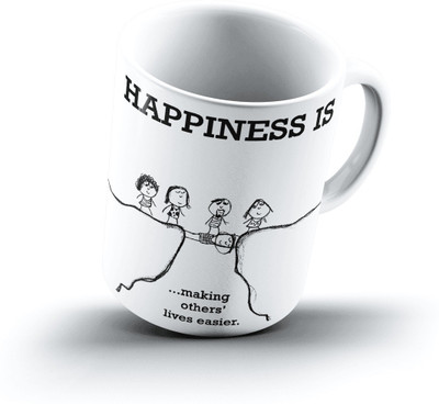 

Ucard Happiness Is1322 Bone China, Ceramic, Porcelain Mug(325 ml), Multicolor