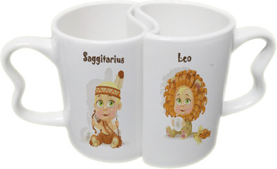 

Ucard Saggitarius and Leo Zodiac Sign Couple Bone China, Ceramic, Porcelain Mug(325 ml), Multicolor