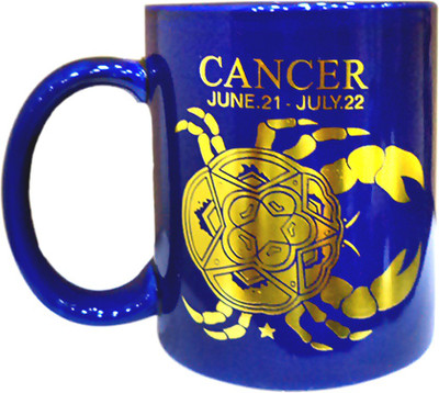 

Divsam Cancer Zodiac Sign Coffee Ceramic Mug(350 ml), Blue;gold
