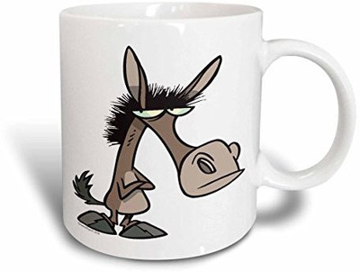 

3dRose mug_104135_2 Funny Stubborn Donkey Cartoon Ceramic, 15-Ounce Ceramic Mug(60 ml), Multicolor