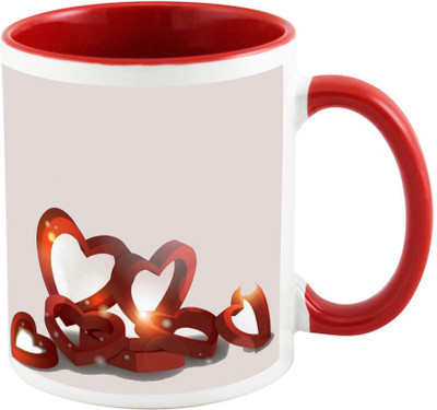 AllUPrints 3D Love Red (Valentine Day Gifts) Ceramic Mug(325 ml), Multicolor