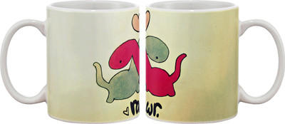 

Artifa Dinosaurs In Love Porcelain, Ceramic Mug(350 ml), Multicolor