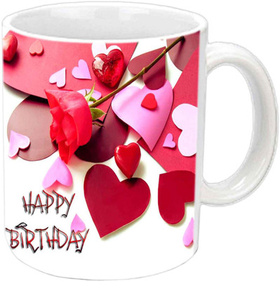 

Raj Laxmi lovely b'day rose white Ceramic Mug(350 ml)