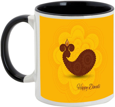 

AllUPrints Gifts For Deepawali - Make This Diwali Beautiful for Everyone Ceramic Mug(325 ml), Black