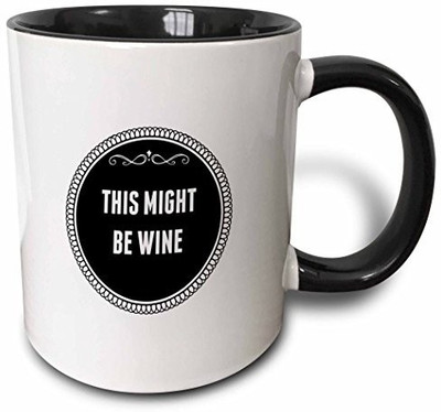 

3dRose mug_202815_4 This Might be Wine Two Tone Black, 11 oz, Black/White Ceramic Mug(60 ml), Multicolor