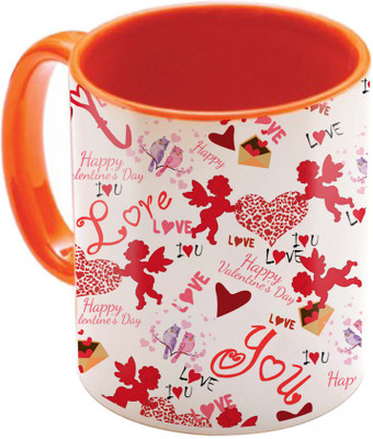 

SKY TRENDS Valentine Gift for Girlfriend Love Printed I Love U Forever Perfect for Her Him Wife Fiance Anniversary And Birthday STGD030 Ceramic Mug(325 ml), Orange