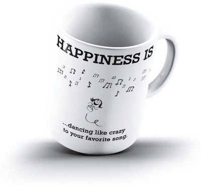 

Ucard Happiness Is1552 Bone China, Ceramic, Porcelain Mug(325 ml), Multicolor