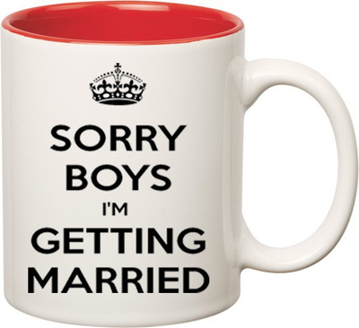 

Huppme Getting Married Inner Red Ceramic Mug(350 ml), Red;white