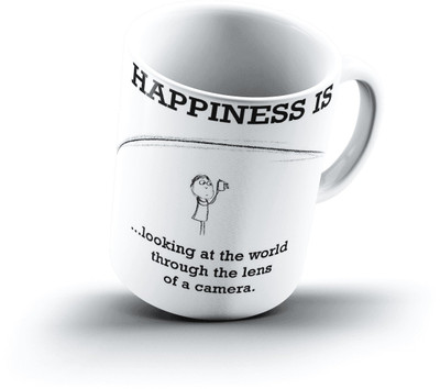 

Ucard Happiness Is1332 Bone China, Ceramic, Porcelain Mug(325 ml), Multicolor