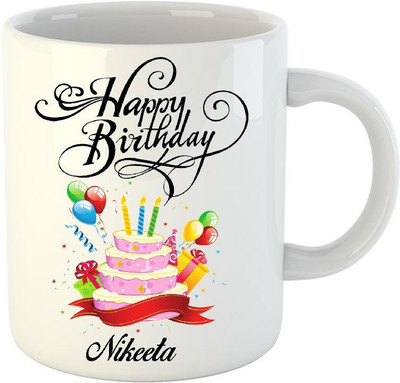 

Huppme Happy Birthday Nikeeta White (350 ml) Ceramic Mug(350 ml)